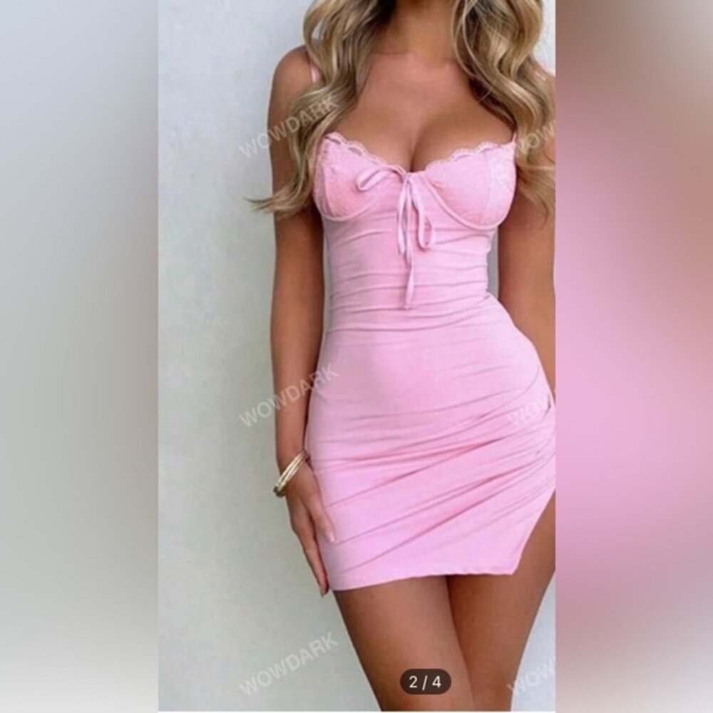 Pink Brand new lace cup bodycon dress